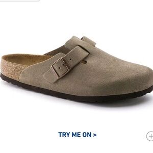 Birkenstock Unisex Leather Taupe Boston Soft Footbed Sandals Men 8 Woman10